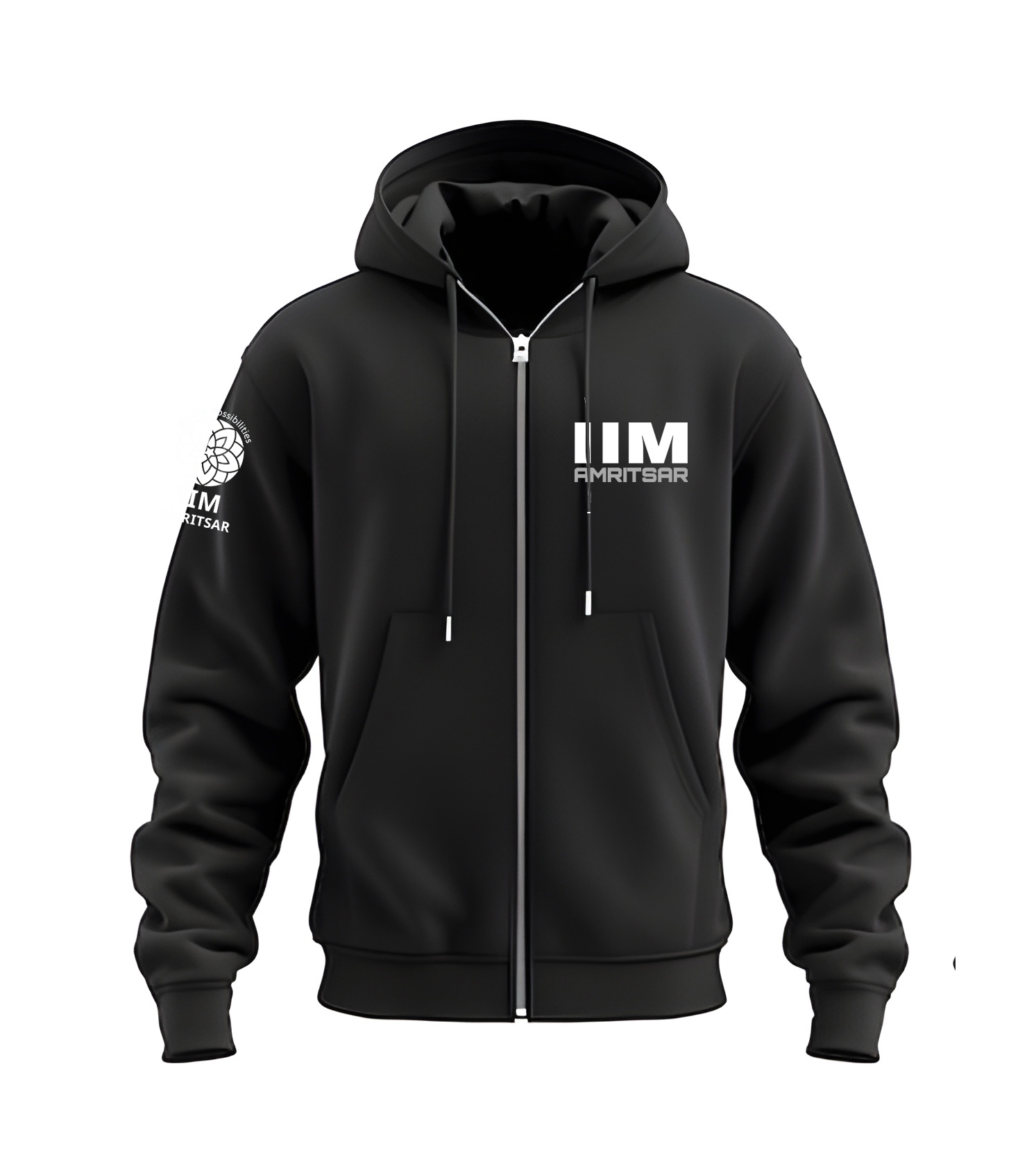 Zipper Hoodie Black Frontside